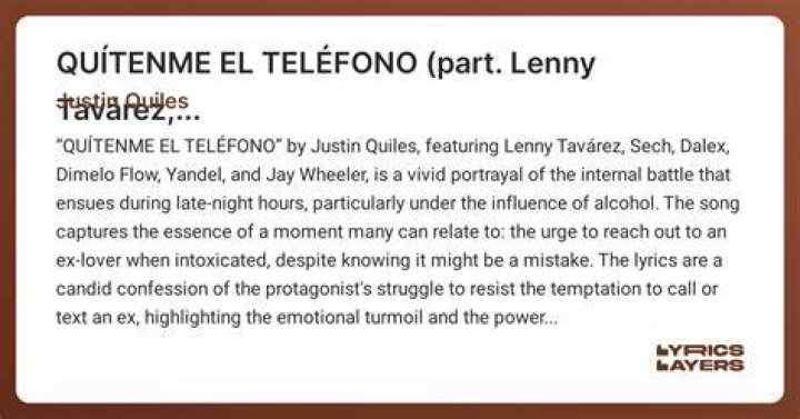Unraveling the Meaning Behind "Quitenme El Telefono" Lyrics in English